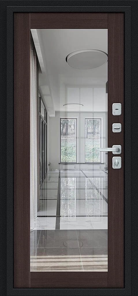 Входная дверь Thermo Флэш МФ/BChrome Букле черное/Wenge Melinga BR6216