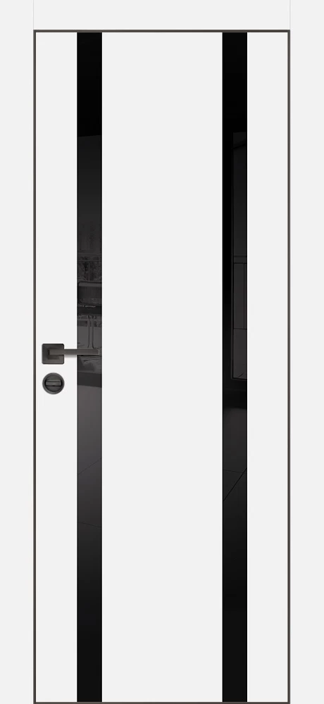 Фото Межкомнатная дверь PX-9  черная кромка с 4-х ст. Белый матовый