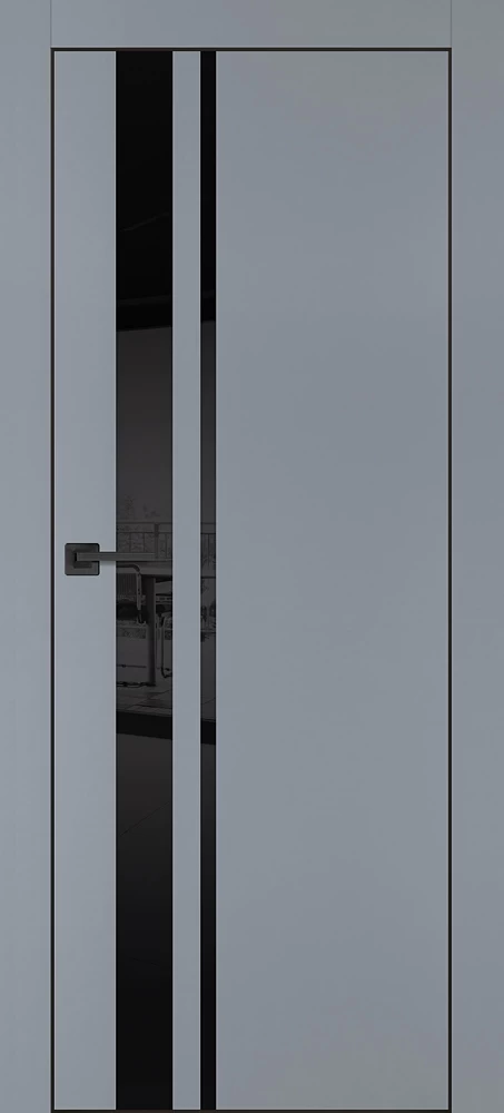 Фото Межкомнатная дверь PX-16 черная кромка с 4-х ст. Серый матовый