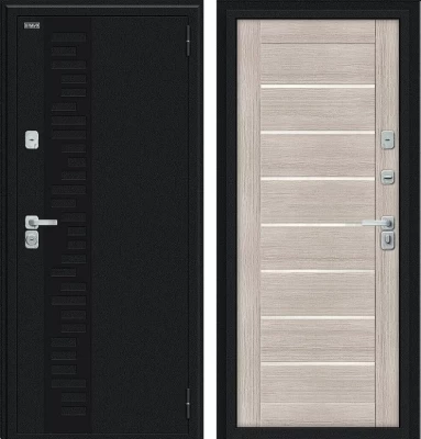 Дверь Браво Thermo Техно Д2/BChrome Букле черное/Cappuccino Melinga