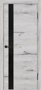 Межкомнатная дверь Лу-45 (арктик, черное стекло,900x2000)